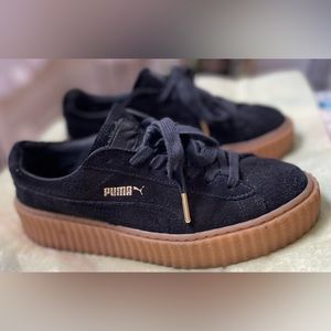 Fenty by Puma Creeper Platform Sneaker in Black Suede.